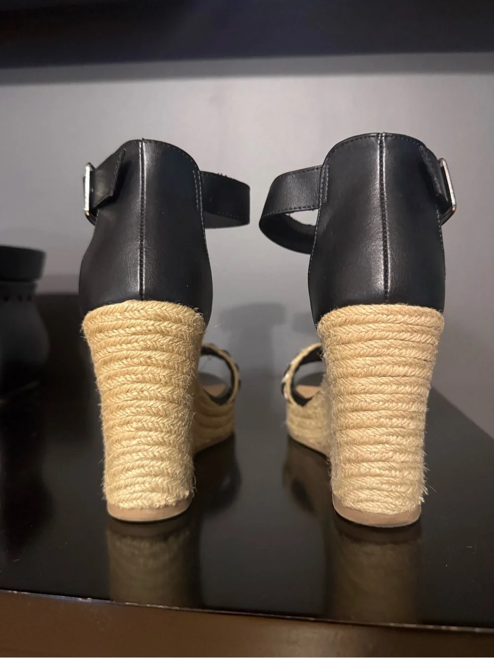 Wedge Sandals with Black and White Detail